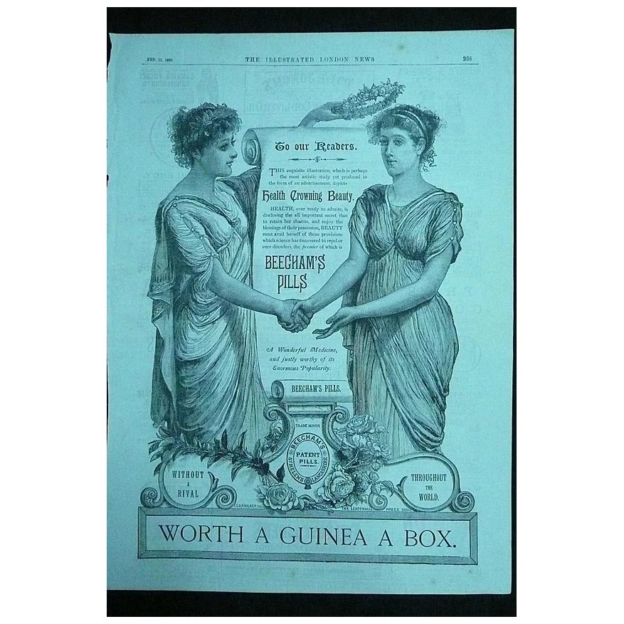 BEECHAM'S PILLS - Original Full Page Advert Illustrated London News February 1890