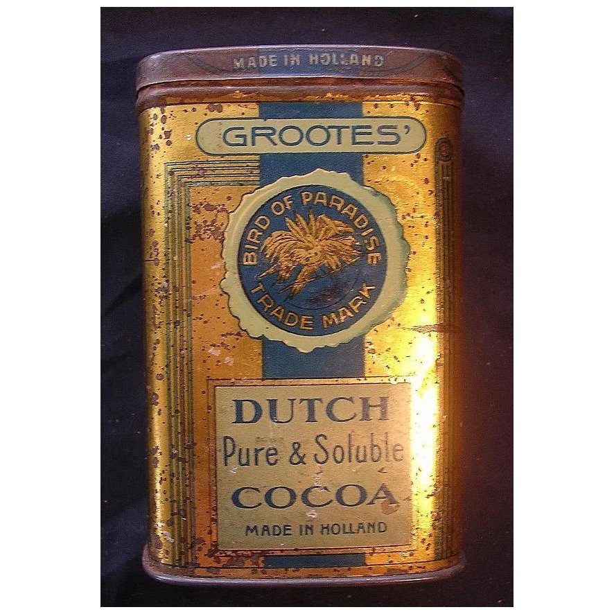 GROOTES' Dutch Girl Brand 4 Ounce Cocoa Tin Circa 1908