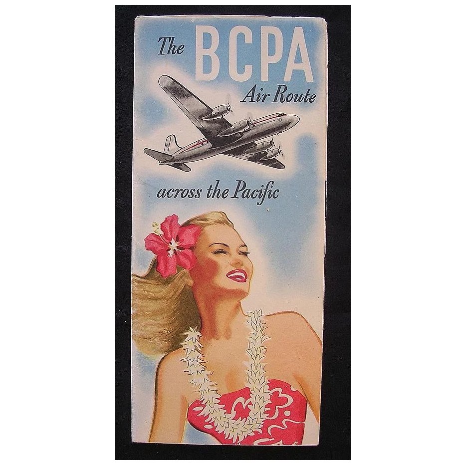 Vintage Airlines Pamphlet 'The BCPA Air Route Across The Pacific'