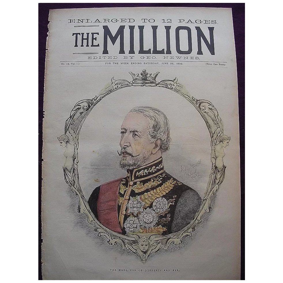 1892 Front Cover THE MILLION 'The Marquess Of Dufferin And Ava