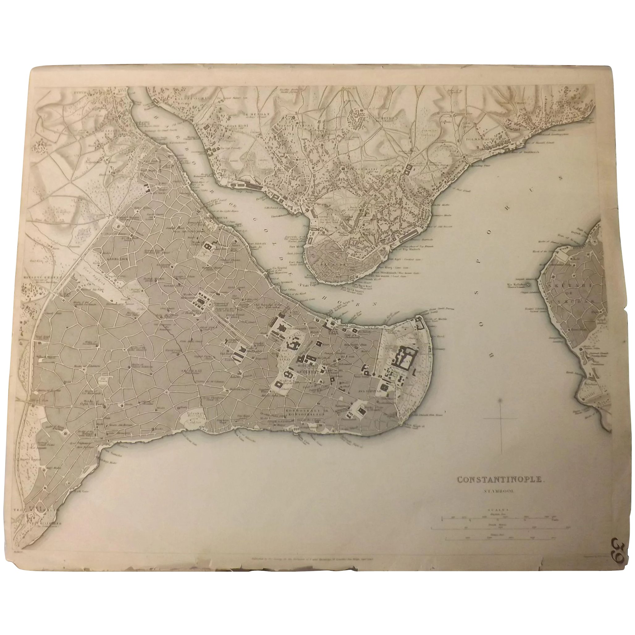 Antique Map of Constantinople City - Dated 1840