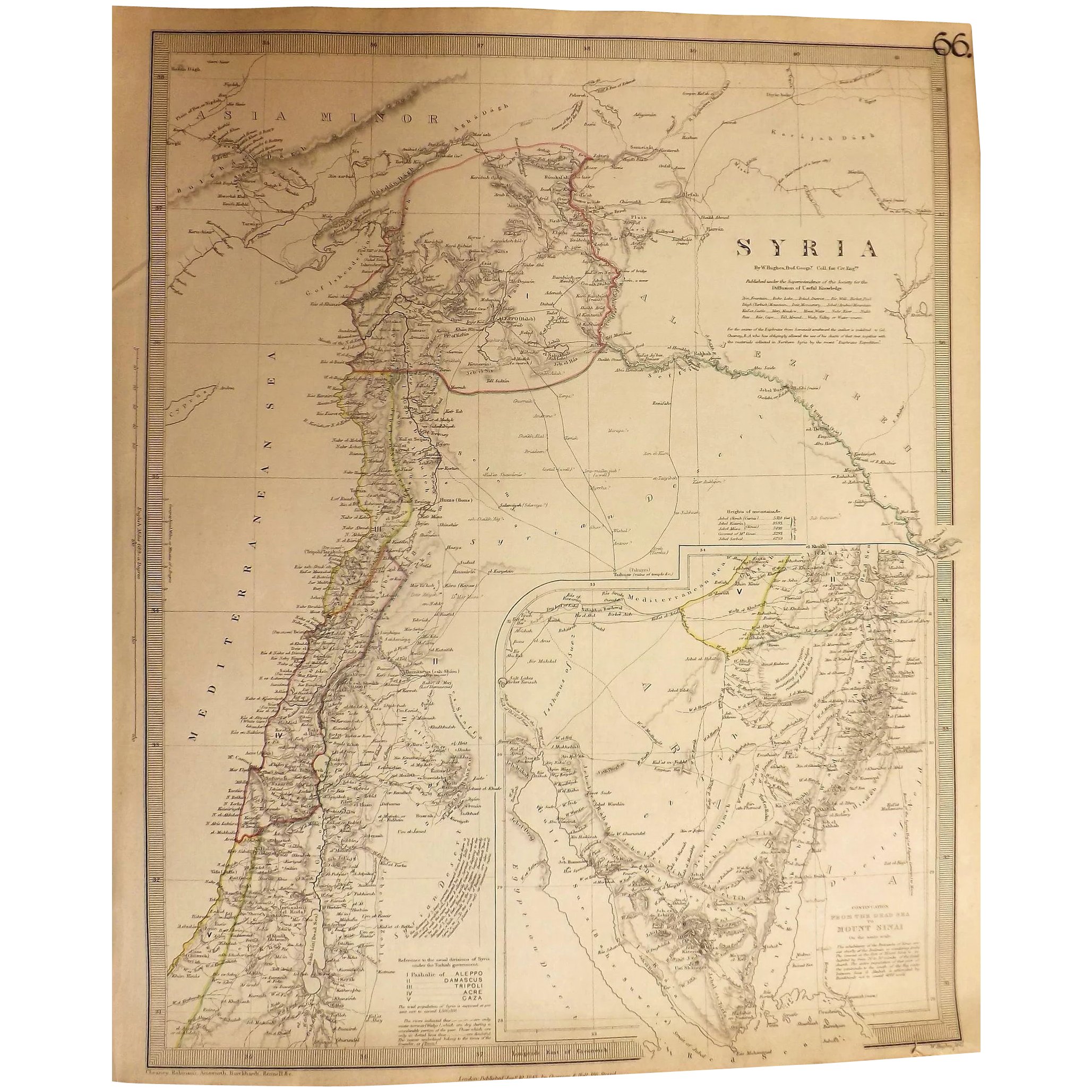 Antique Map of SYRIA By W. Hughes Dated 1842
