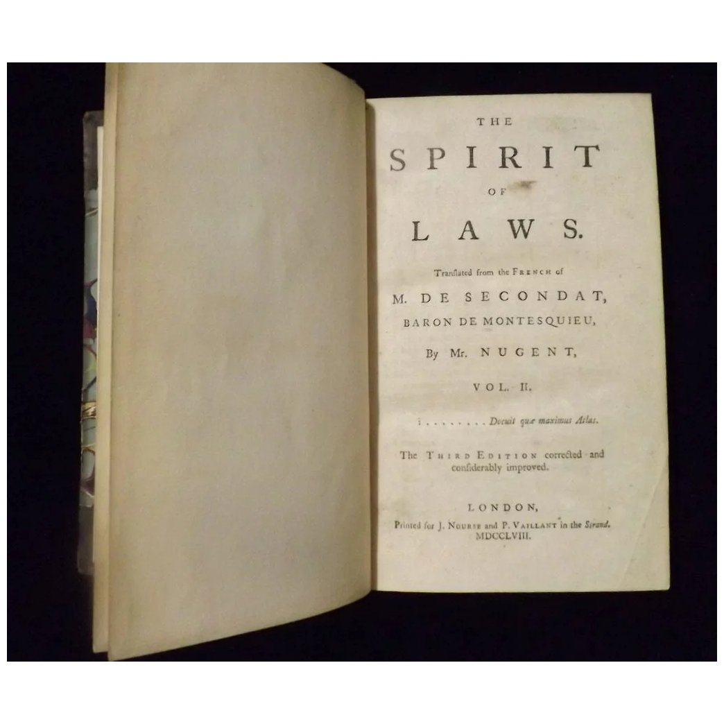 The Spirit of Laws - M. de SECONDAT Vol II 1758