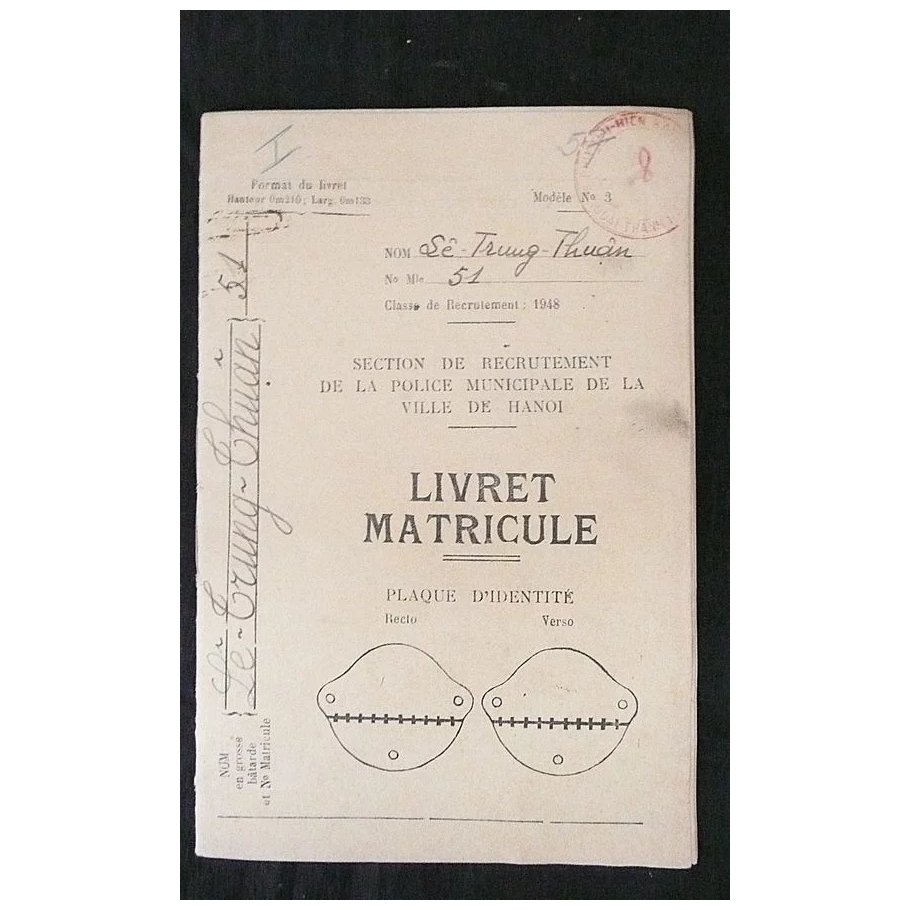 French Foreign Legion - 'Livret ' or Service Booklet - 1948 Indochine