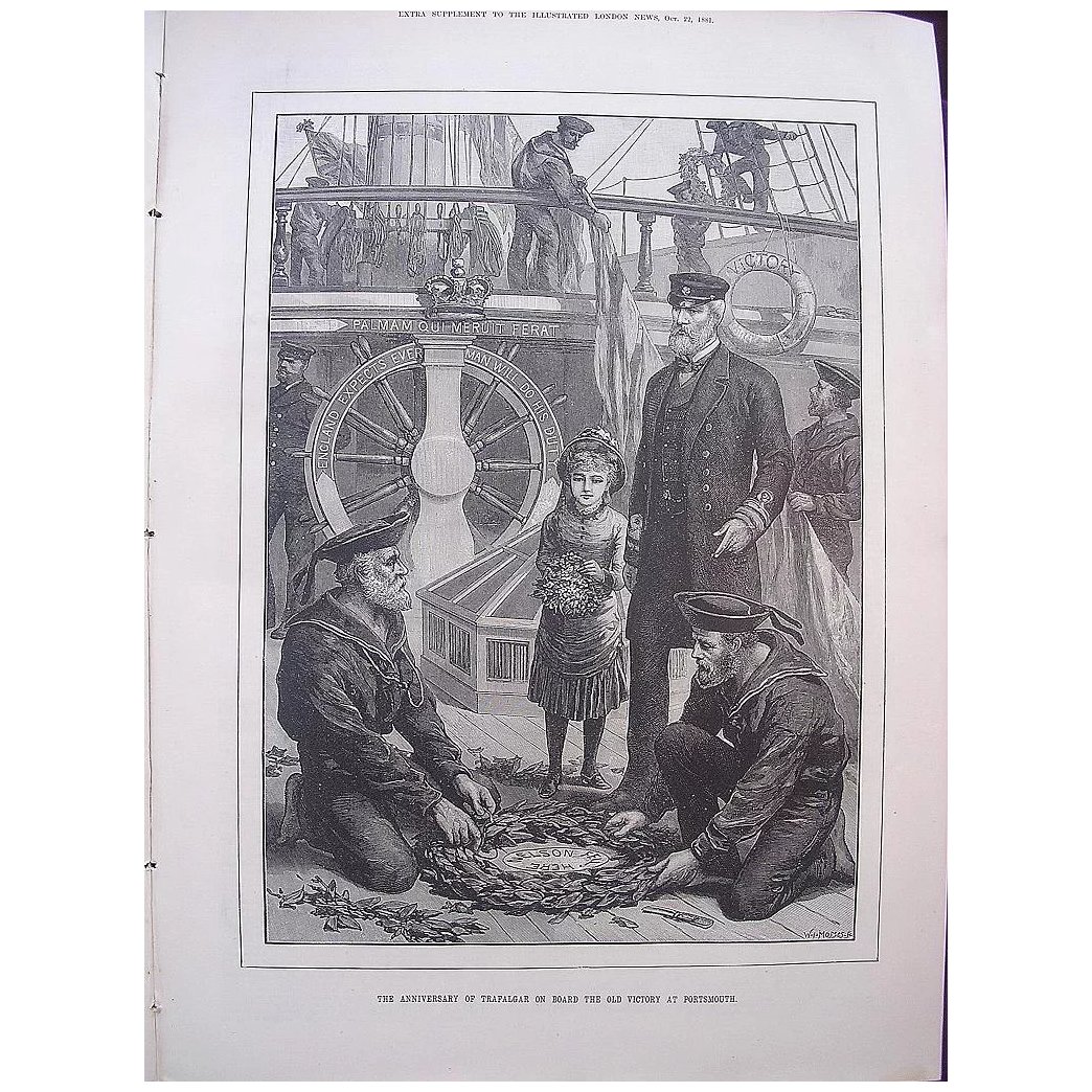 'The Anniversary Of Trafalgar On Board The Old Victory At Portsmouth' - Illustrated London News Oct. 22 1881