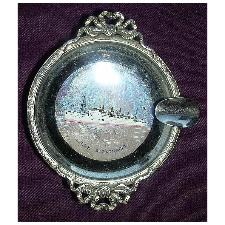 T.S.S Strathaird - Orient Line -Butterfly Wings Souvenir Ashtray
