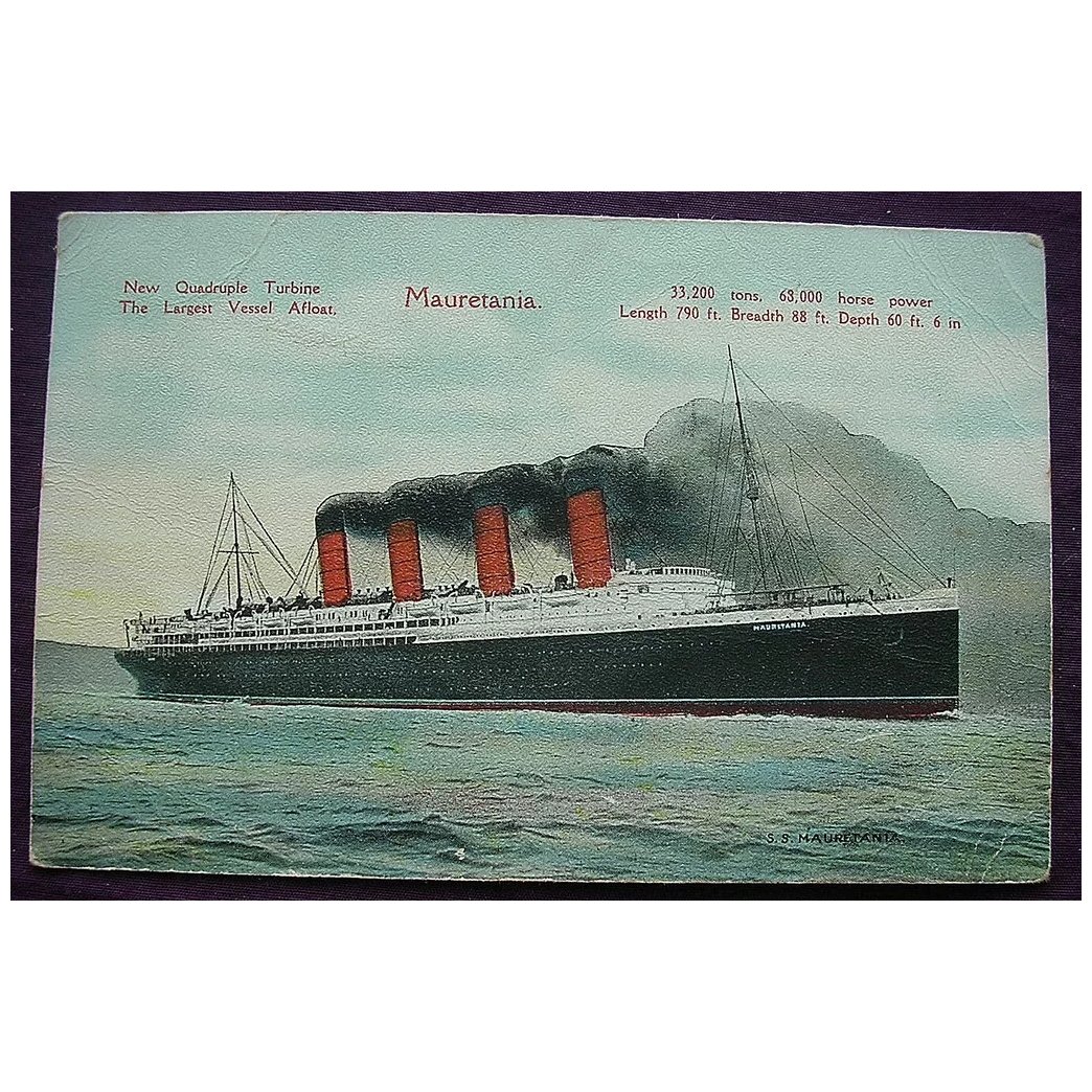 Cunard Line 'S.S. Mauretania' Vintage Postcard