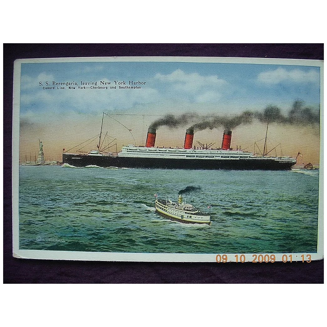 Cunard Line 'S.S. Berengaria' Vintage Postcard