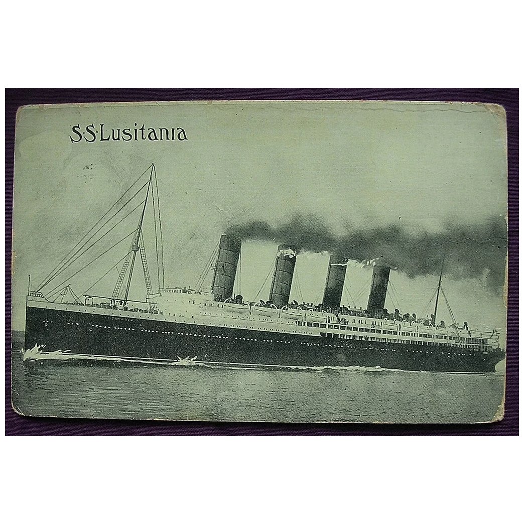 White Star Liner S.S. Lusitania Postcard Dated 1908