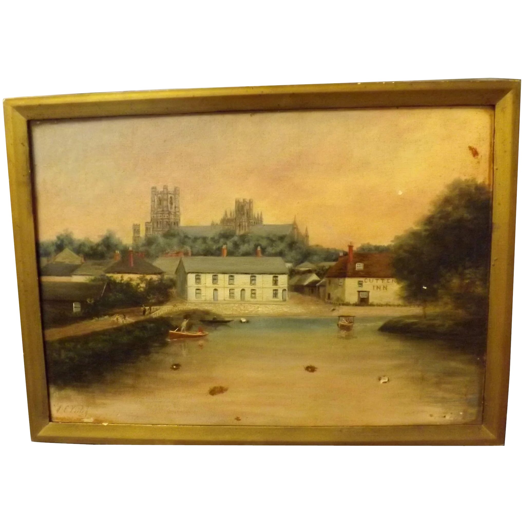 'River Ouse - Ely' Oil on Board By John Charles Veitch Circa 1890 - 1900