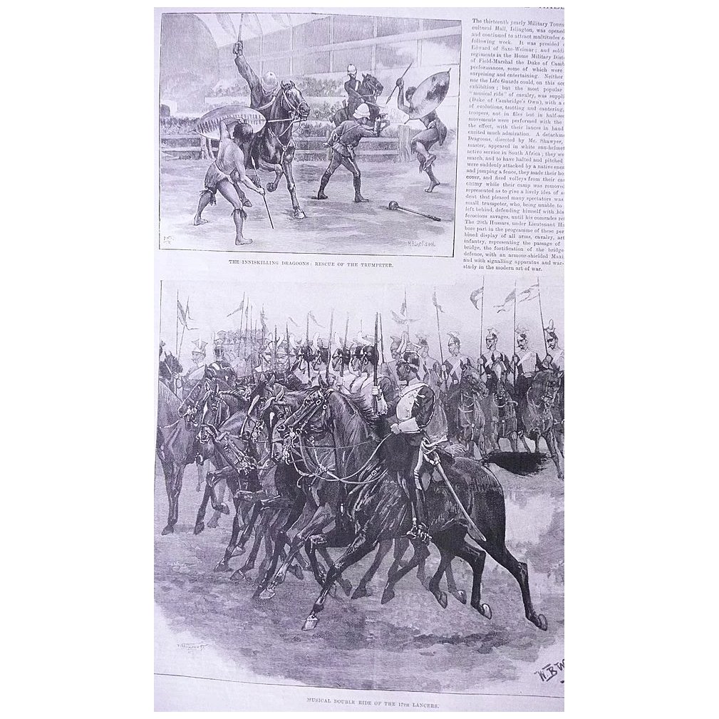 'Royal Military Tournament at The Agricultural Hall' Full Page from The London Illustrated News 1892