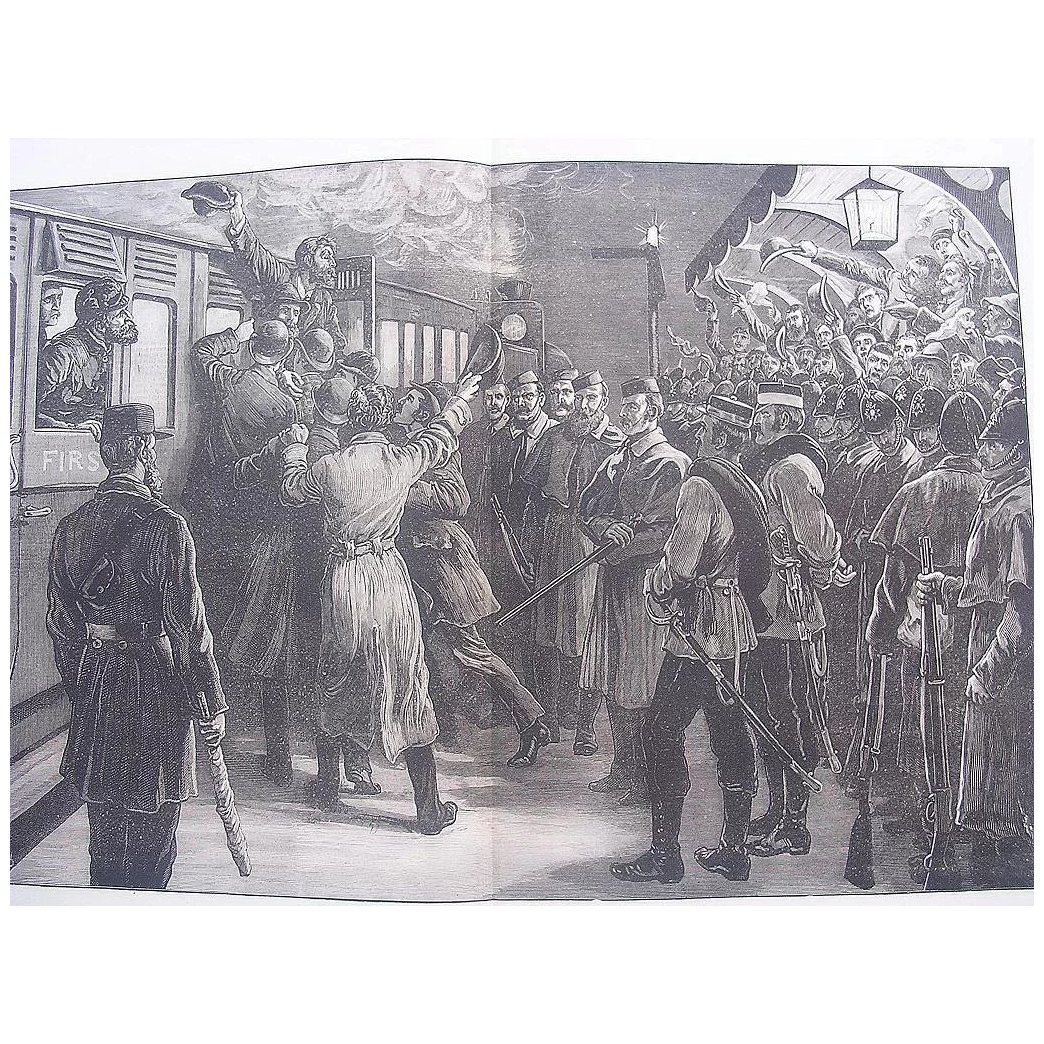 The State Of Ireland: Arrested Under The Coercion Act - A Sketch At Roscommon Railway Station' - Illustrated London News Dec. 3 1881