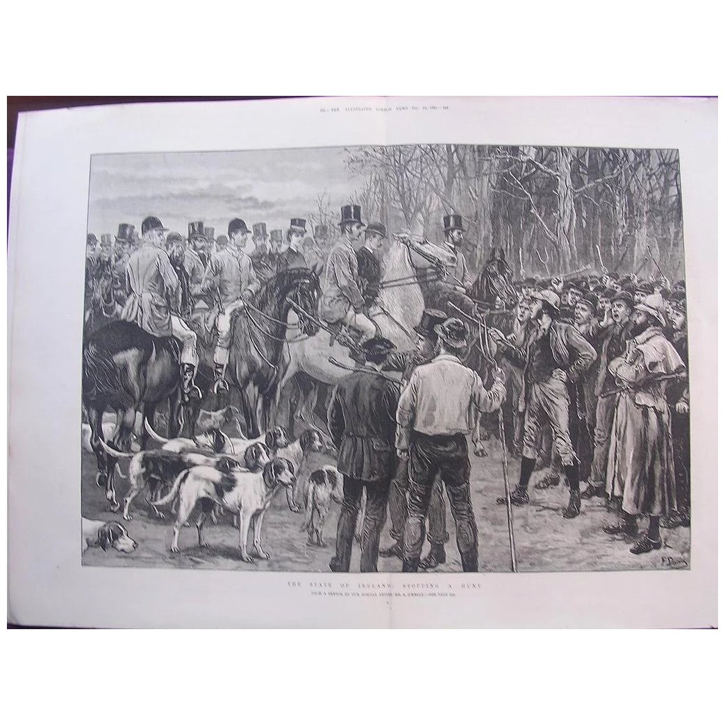 'The State Of Ireland: Stopping A Hunt' - London Illustrated News Dec.24 1881