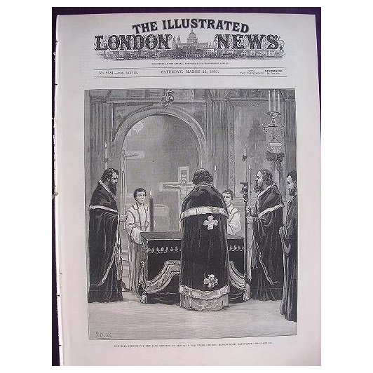 'Memorial Service For The Late Emperor Of Russian The Greek Church, Moscow Road, Bayswater' Illustrated London News March 26 1881