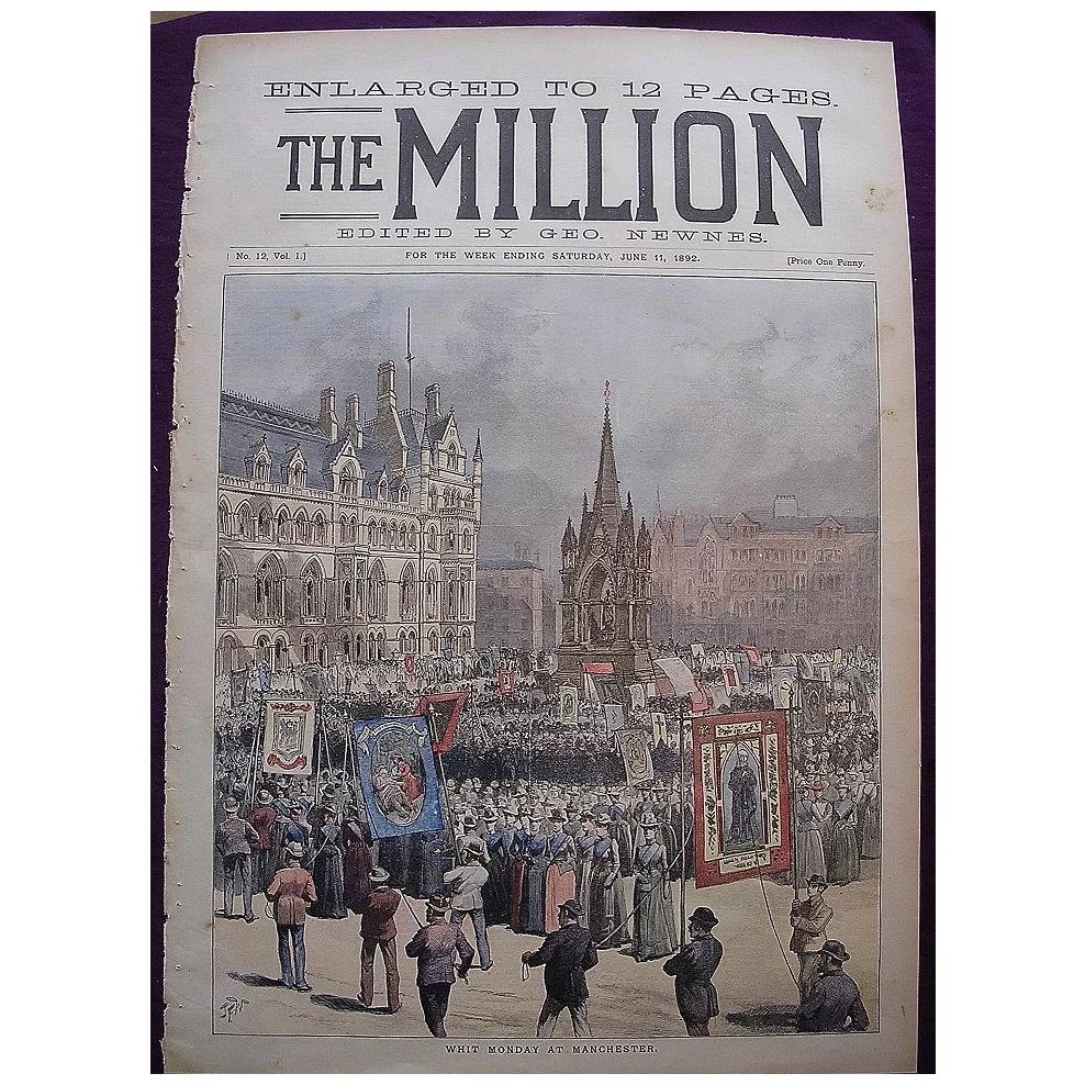 1892 Front Cover THE MILLION Newspaper ' Whit Sunday At Manchester'