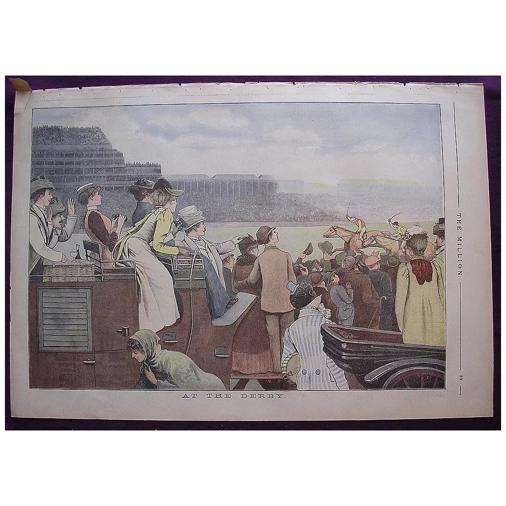1892 Full Colour Page From THE MILLION Newspaper At The DERBY'