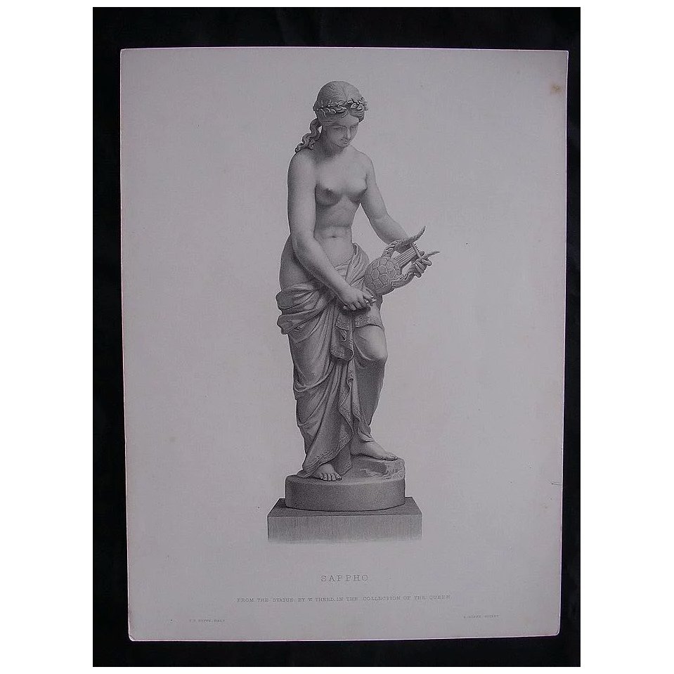 Genuine Old Victorian Engraving 'SAPPHO' From The Statute By W.H. THEED