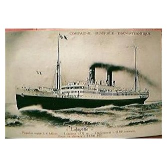 Vintage French Shipping Line Postcard 