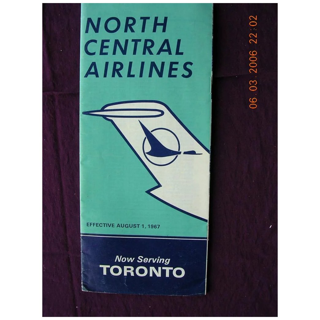 1967 North Central Airlines Route Booklet & Ticket Folder