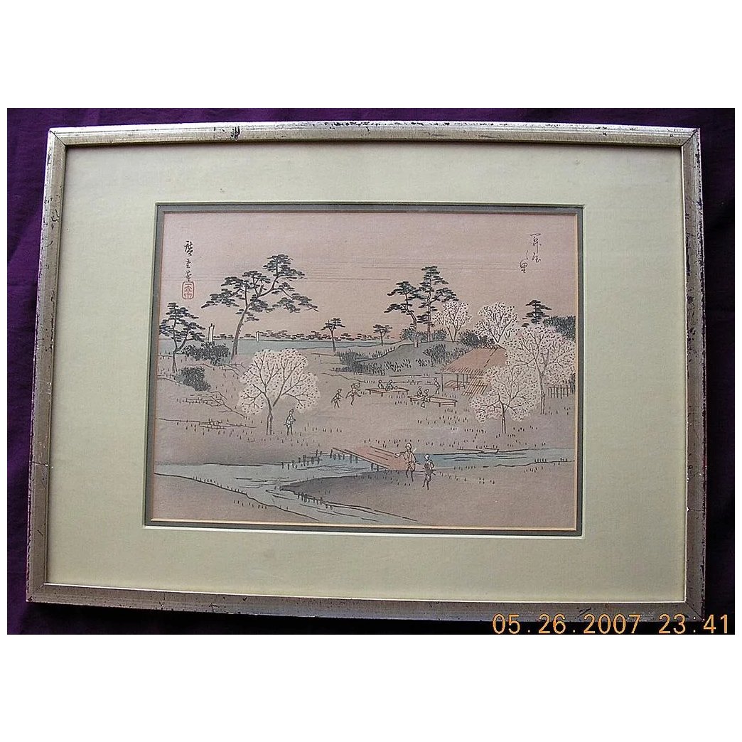 1920's Signed Japanese Water Colour Print
