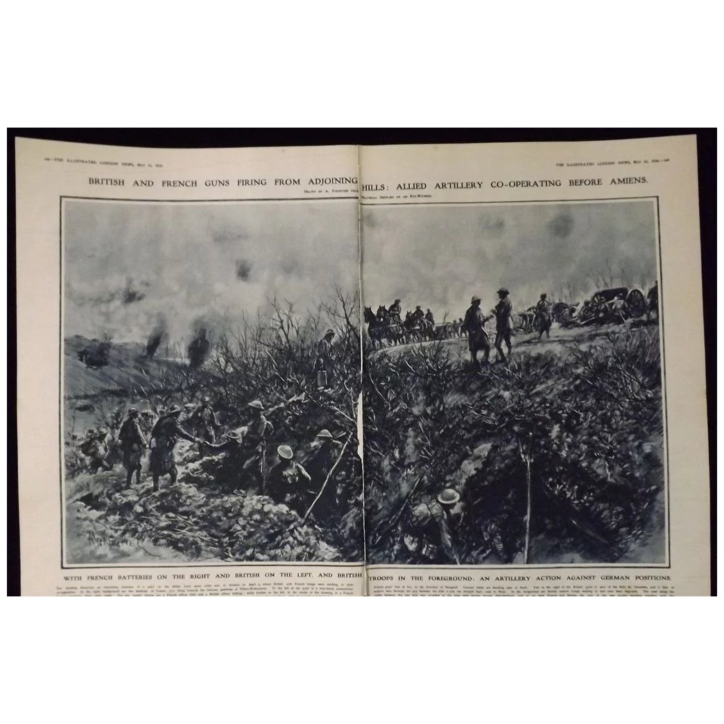 WWI -Artillery At Amiens -London Illustrated News