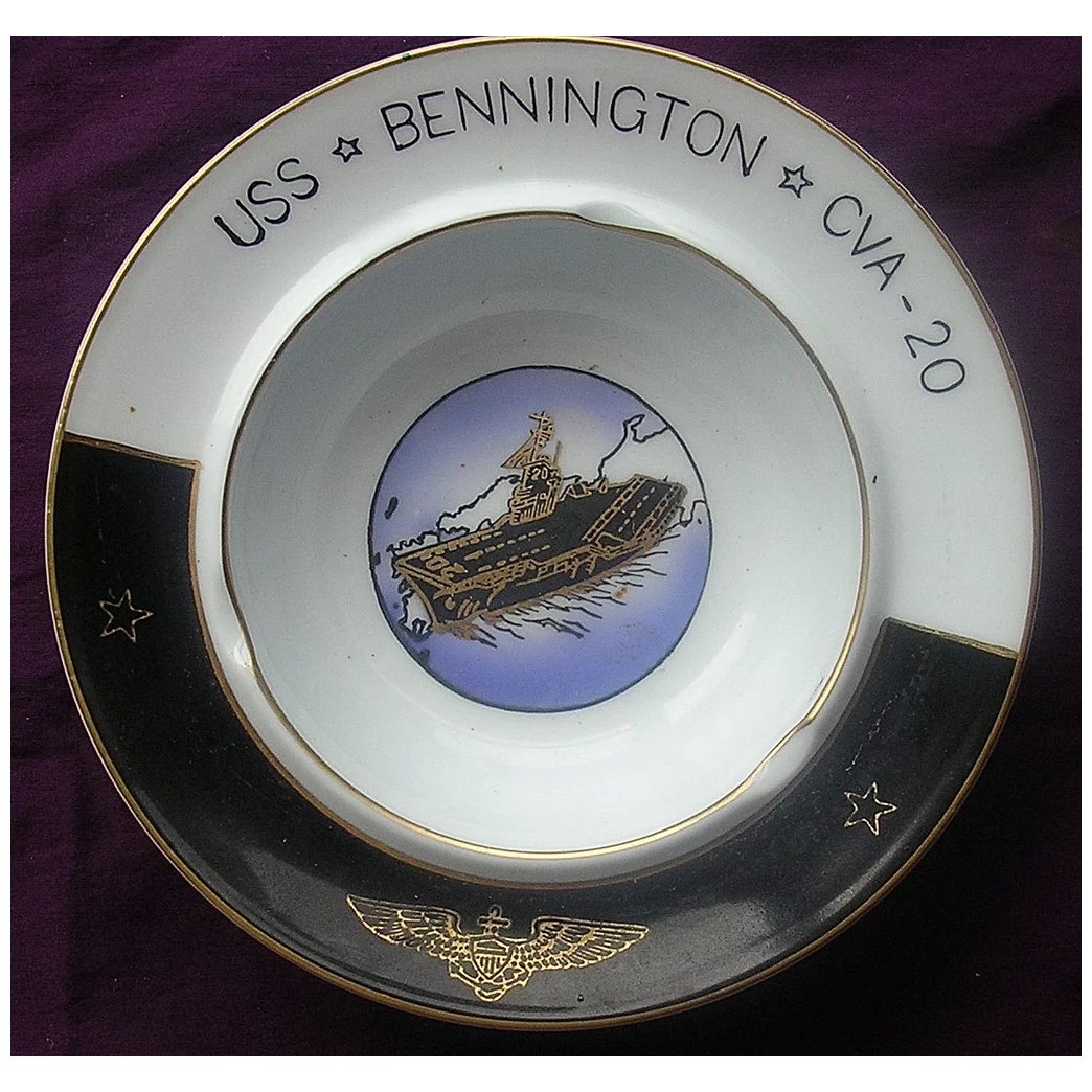'U.S.S Bennington - CVA - 20' Vintage Souvenir Porcelain Ashtray