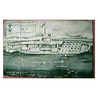 WWI Postcard German UC5 Mine Laying Submarine