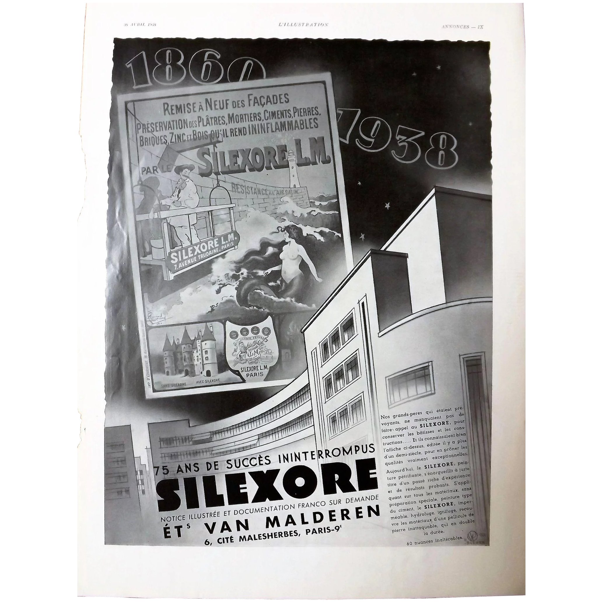 L'Illustration French Magazine Original SILEXORE DECO Advertisement 1937