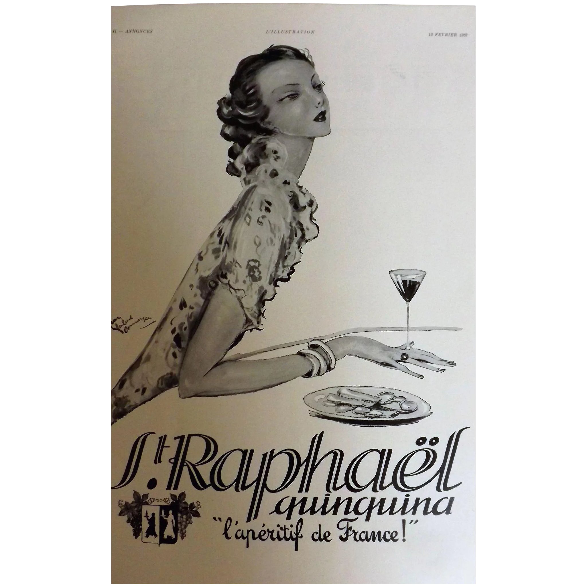 L'Ilustration French Magazine Original St. Raphael Aperitif DECO Advertisement 1937