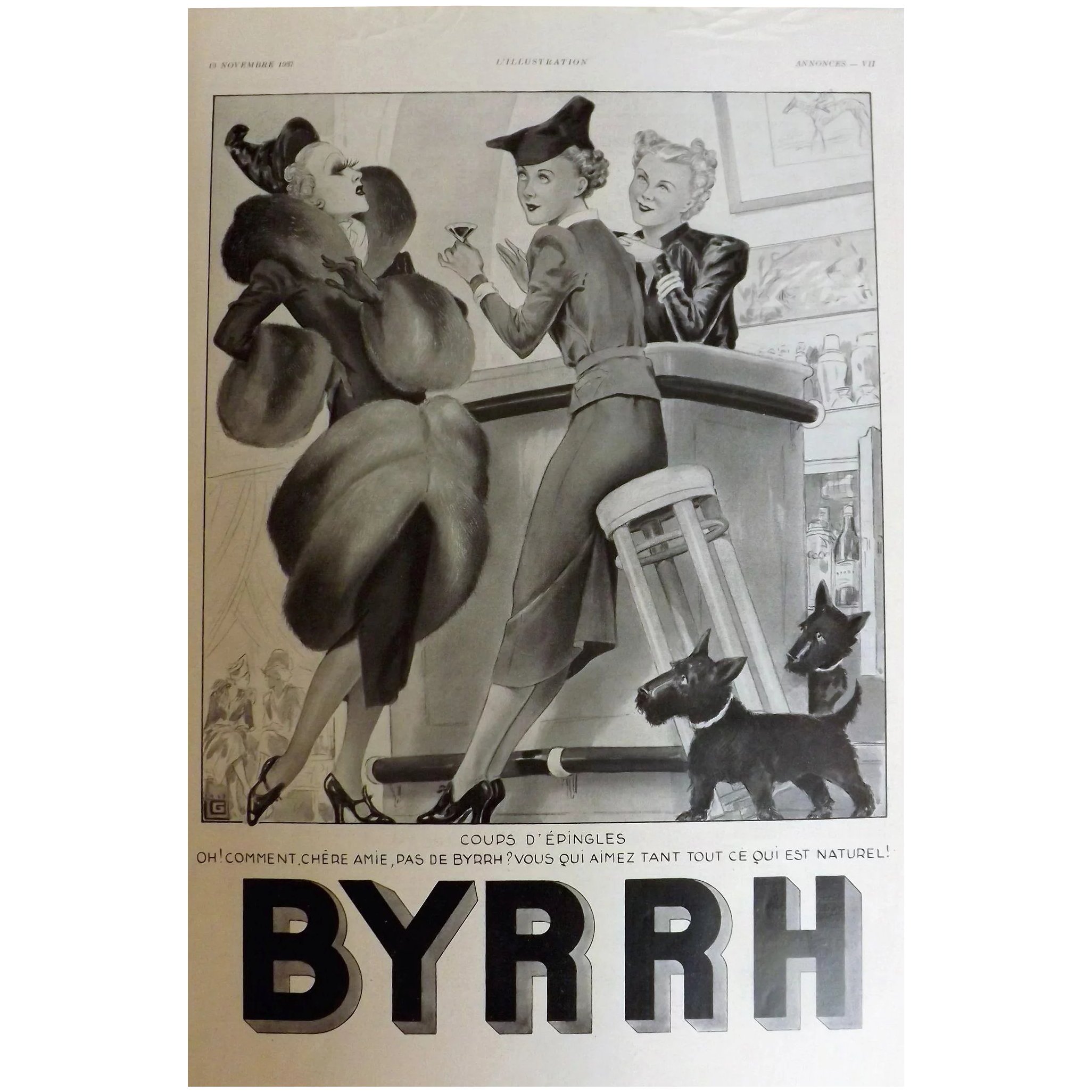 L'Ilustration French Magazine Original BYRRH Aperitif DECO Advertisement 1937