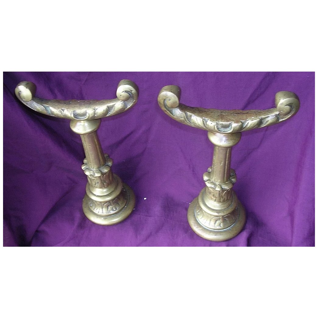 A Pair of Solid Brass Victorian ANDIRONS