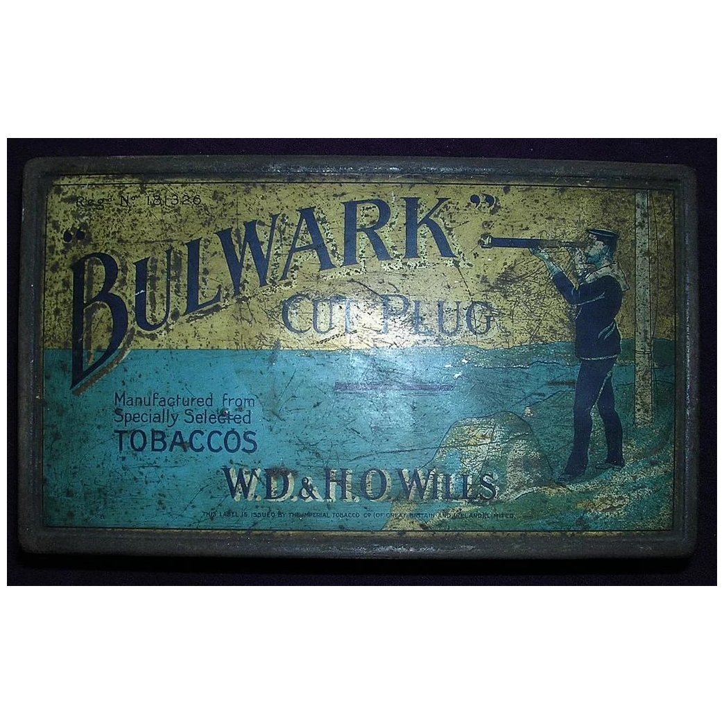 RARE Victorian Tobacco Tin BULWARK Cut Plug Circa 1884