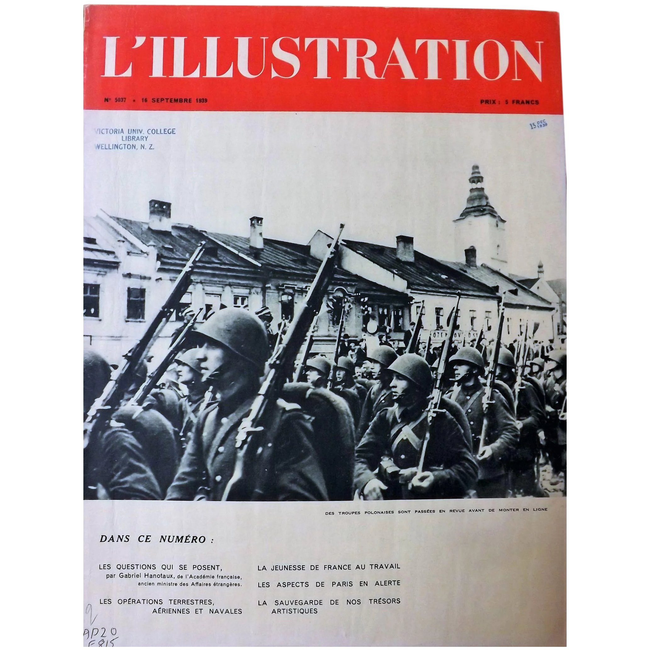 Polish Troops In September 1939 - Front Cover From L 'Illustration Magazine