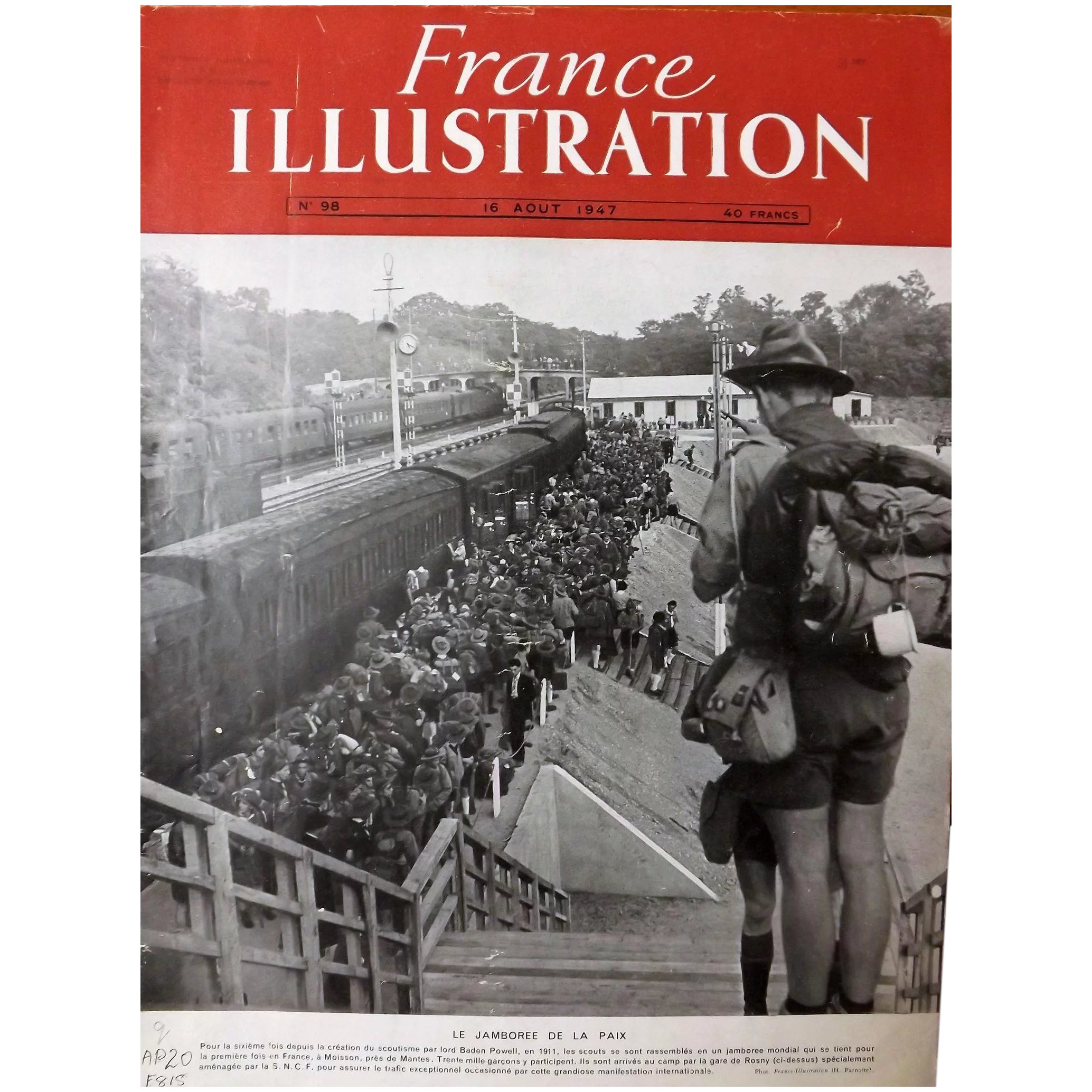 Le Jamboree De La Paix 1947- Front Cover of French Magazine L ' Illustration 16 Aout 1947