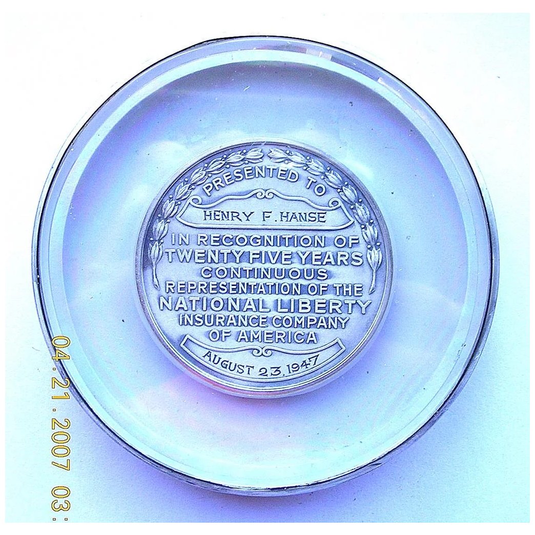 1947 National Liberty Insurance Co America Paper Weight