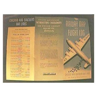 Vintage Chicago & Southern Airlines Advertising Pamphlet Circa late 1940's