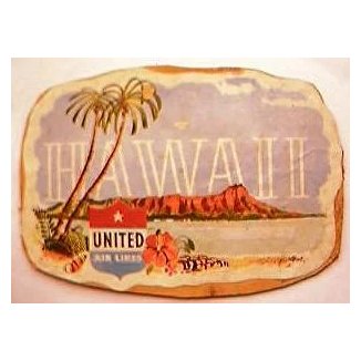 Vintage United Airlines Hawaii Baggage Sticker