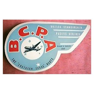 BCPA Airlines Baggage Advertising Sticker 1940's