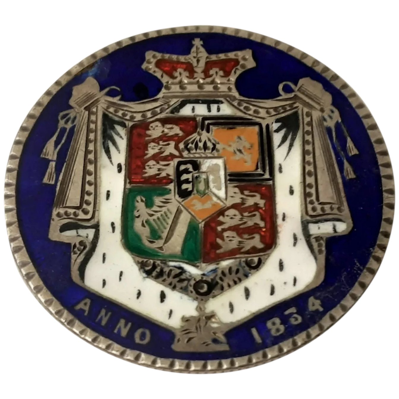 William IV 1834 Half Crown Enameled Silver Brooch