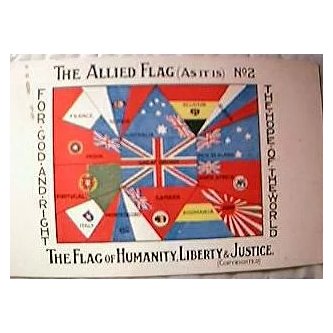 World War One Patriotic Postcard of Allied Flags