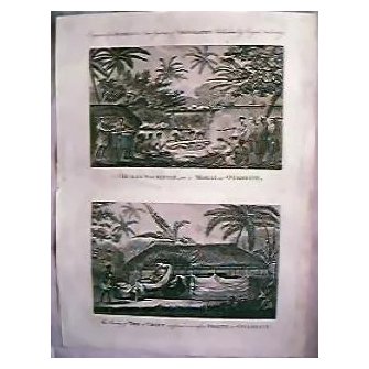 RARE Circa1790 Engravings James Cook Voyages Tahiti
