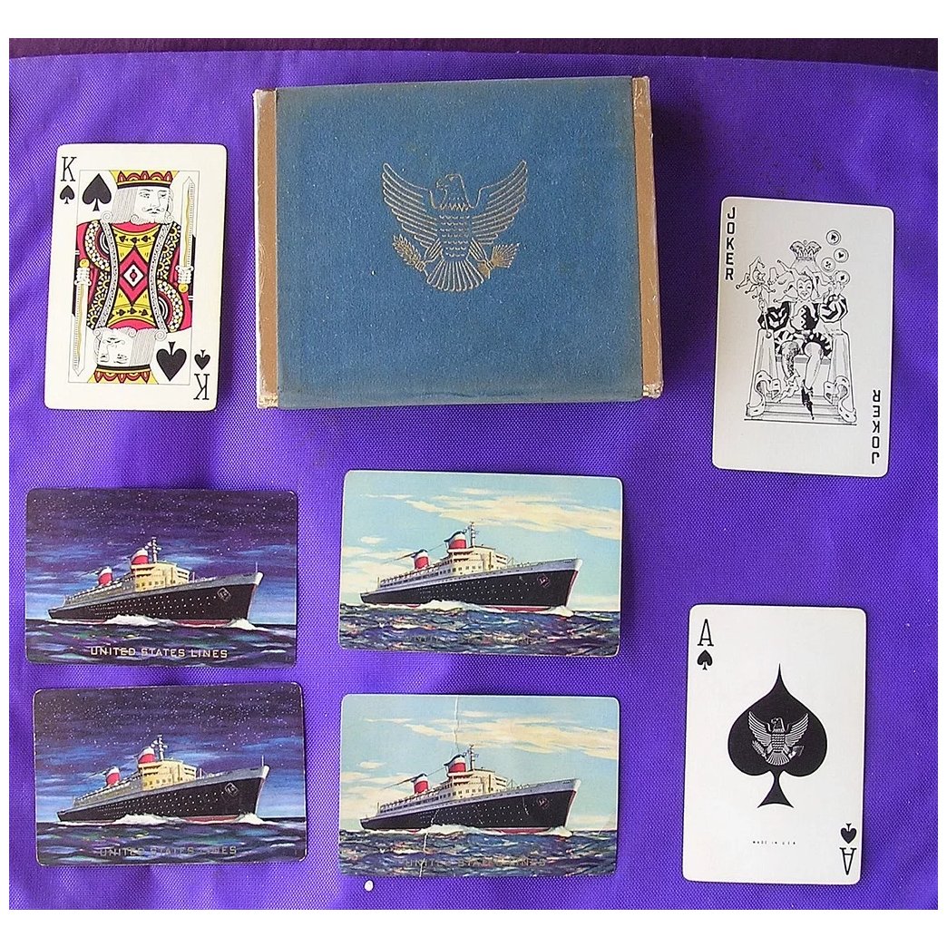 Vintage Double Deck Playing Cards 'United States Line'