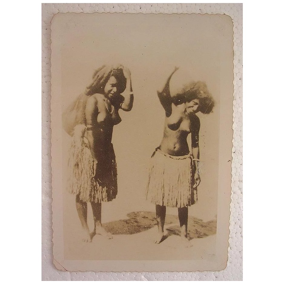 World War Two Photograph of Two Topless PNG Native Women