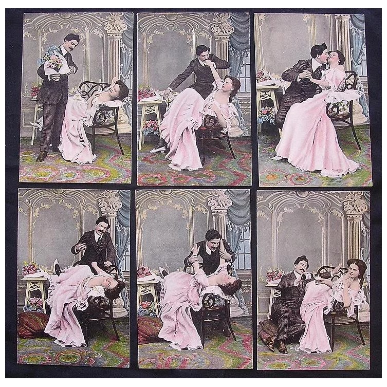 Rare Set Of Six Victorian Era 'Risque' Postcards.