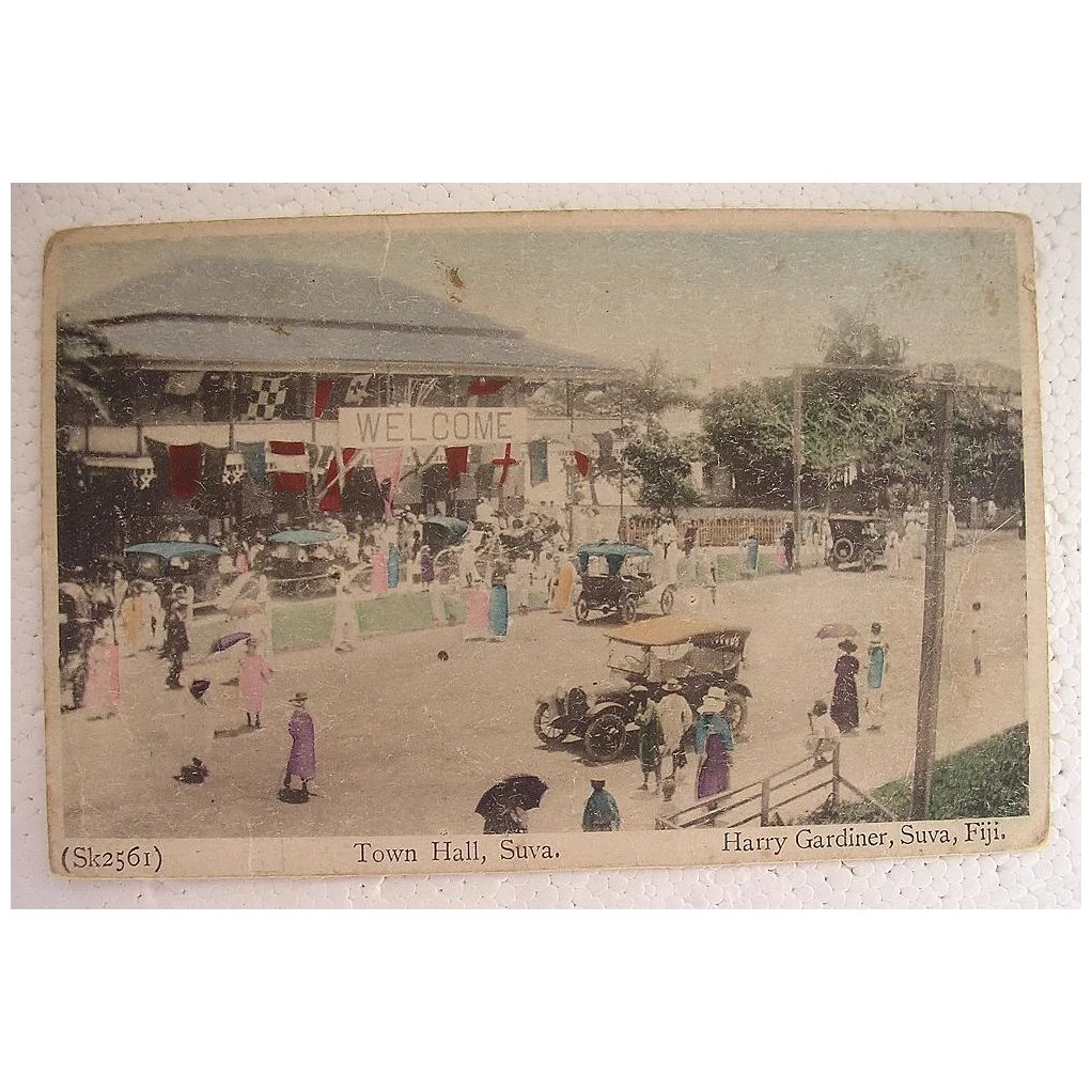 RARE Vintage FIJI Postcard 'Town Hall - Suva'