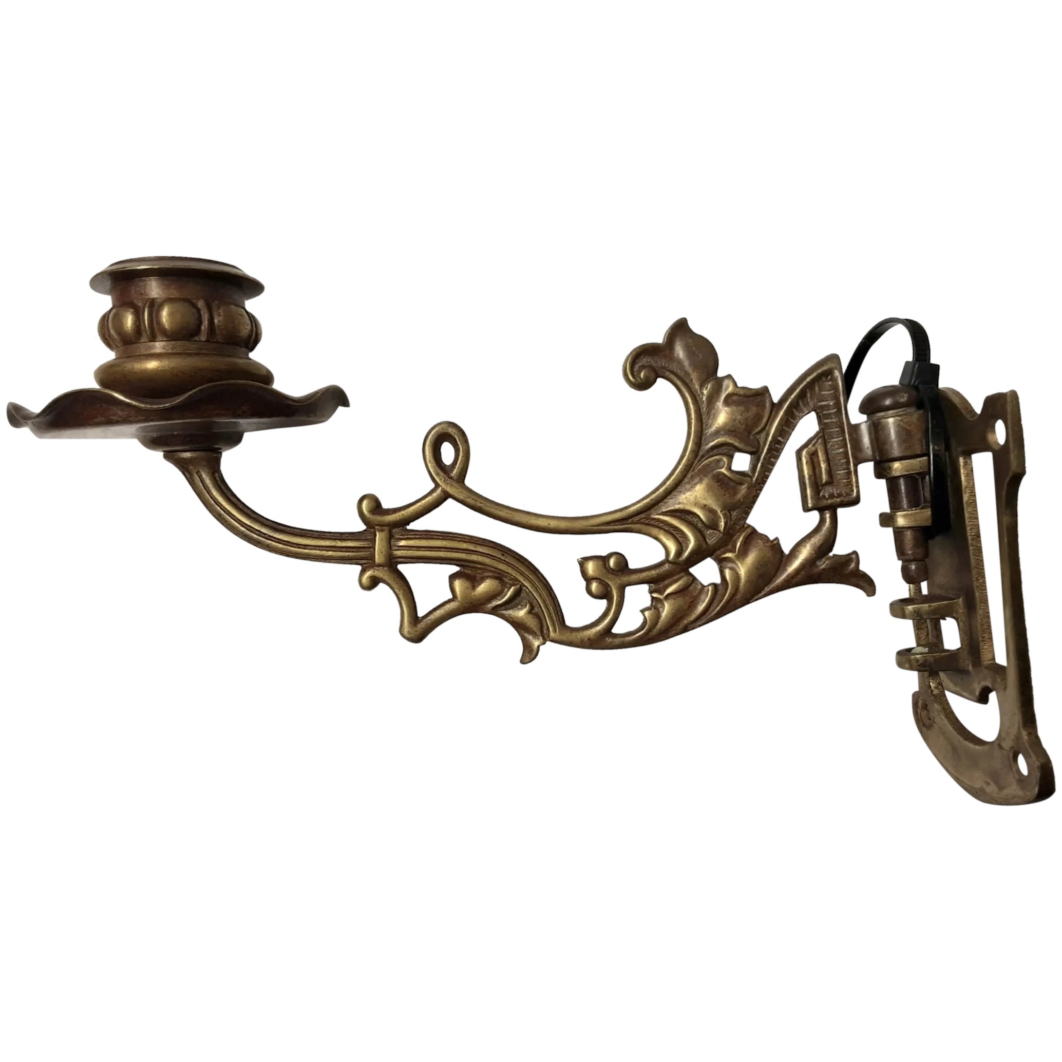 Victorian Single Brass Piano Candle Sconce
