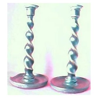 Edwardian Wooden Barley twist & Brass Candlesticks