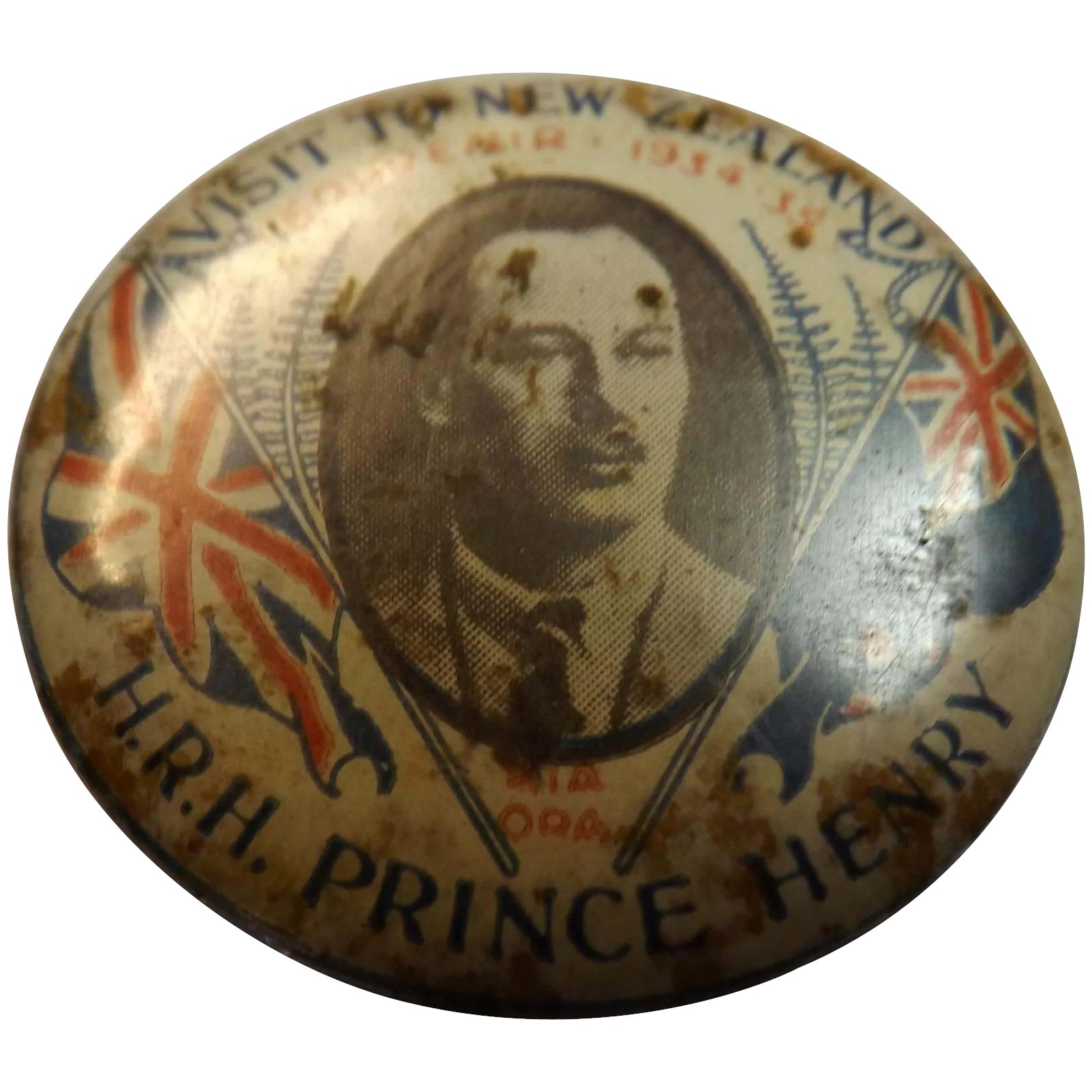 H.R.H. Prince Henry Tin badge 'Visit To New Zealand'. 1934-1935