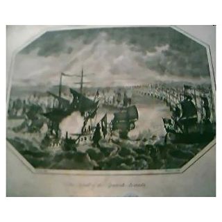 Antique Engraving "The Defeat of The Spanish Armada" 1804