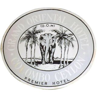 A Vintage Suitcase Sticker for The Grand Oriental Hotel - Colombo, Ceylon